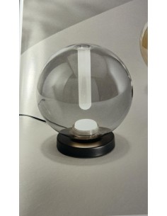 Lumetto LED Wenger in vetro grigio con base nera e ampolla, 7 W CCT touch | Fabas Luce -FABAS LUCE