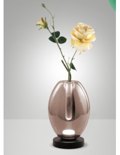 Lumetto LED Tully in vetro ametista con base nera e ampolla, 7 W CCT touch | Fabas Luce -FABAS LUCE