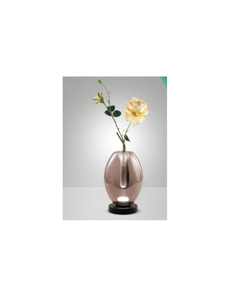 Lumetto LED Tully in vetro ametista con base nera e ampolla, 7 W CCT touch | Fabas Luce -FABAS LUCE