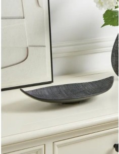 Ciotola centrotavola svuotatasche in ceramica nero e argento, 36,8x17 cm | Eglo -EGLO
