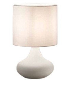 Lumetto da comodino in metallo bianco con paralume in tessuto, E14, H 33,5 cm | Perenz -PERENZ