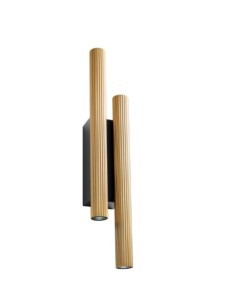Applique LED Nikos 2 cilindri rigati in alluminio oro opaco su base nera, 16 W | Redo -REDO GROUP