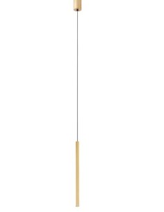 Lampada a sospensione LED Nikos, cilindro rigato in alluminio oro opaco, 8 W 3000 K | Redo