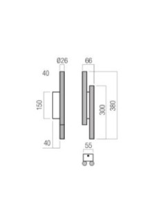 Applique LED Nikos 2 cilindri rigati in alluminio oro opaco su base nera, 16 W | Redo -REDO GROUP 2