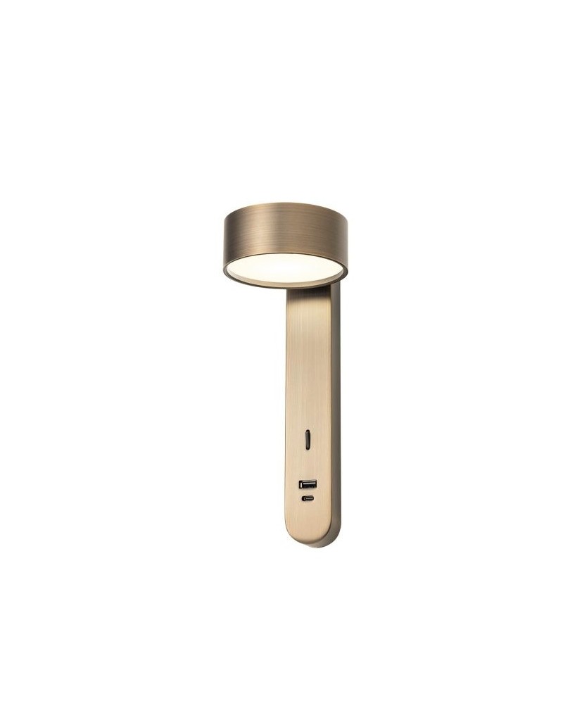 Applique LED orientabile bronzo anticato con porta USB A+C e interruttore, 6 W | Redo -REDO GROUP