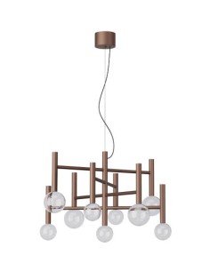 Lampadario LED Bolla Ø 65 marrone opaco con sfere in vetro soffiato, 42 W CCT | Redo -REDO GROUP