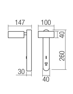 Applique LED orientabile bronzo anticato con porta USB A+C e interruttore, 6 W | Redo -REDO GROUP 2
