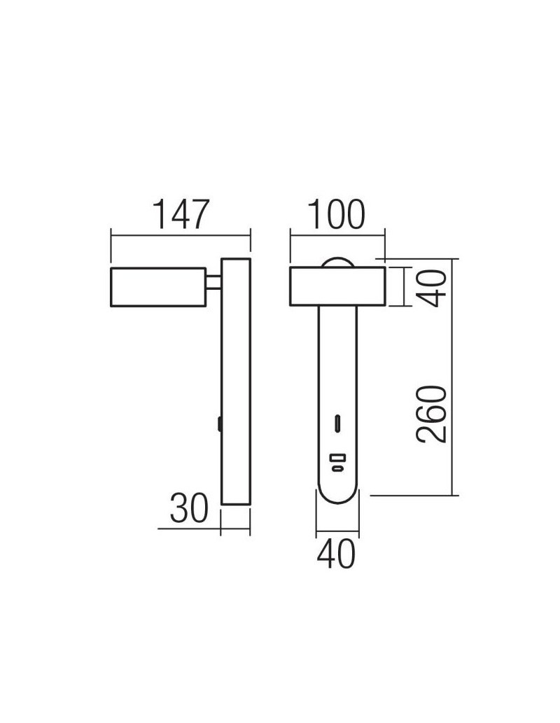 Applique LED orientabile bronzo anticato con porta USB A+C e interruttore, 6 W | Redo -REDO GROUP