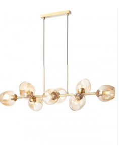 Lampadario a sospensione in metallo oro opaco con 6 vetri soffiati cognac, E27 | Redo -REDO GROUP