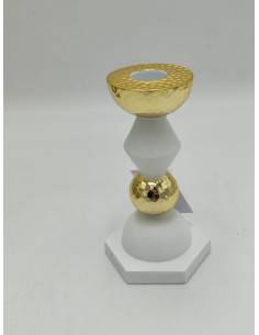 Liberty portacandele bianco e oro H 15 cm | Bongelli Preziosi -BONGELLI PREZIOSI