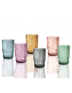 Plissé set 6 bicchieri in vetro colori assortiti, 25 cl | Brandani -BRANDANI