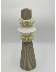 Vaso Modular in marmorino nocciola e oro, H 39 cm | Bongelli Preziosi -BONGELLI PREZIOSI