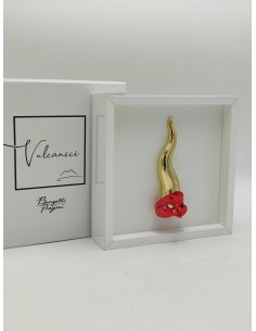 Quadretto corno portafortuna oro con maschera rossa | Bongelli Preziosi -BONGELLI PREZIOSI