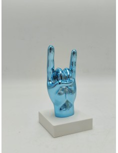 Scultura corna portafortuna in marmorino bianco e azzurro, H 12 cm | Bongelli Preziosi -BONGELLI PREZIOSI