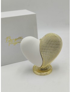 Scultura Cuore da appoggio in marmorino bianco e oro, H 12 cm | Bongelli Preziosi