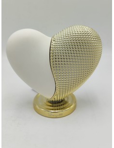Scultura Cuore bicolore in marmorino bianco e oro con base lucida, 19 cm | Bongelli Preziosi -BONGELLI PREZIOSI