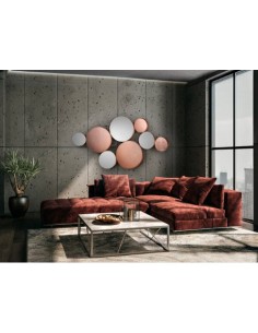 Specchio decorativo Malmo 164x90 cm a cerchi in metallo oro rosa e foglia oro | Schuller -SCHULLER