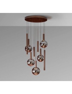 Lampada a sospensione LED Sapore 9 luci bronzo scuro e vetro fumé Ø 62 cm | Schuller -SCHULLER