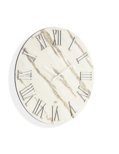 Orologio da parete Ø 60 cm in legno e parato beige chiaro, argento | Abitarte -ABITARTE