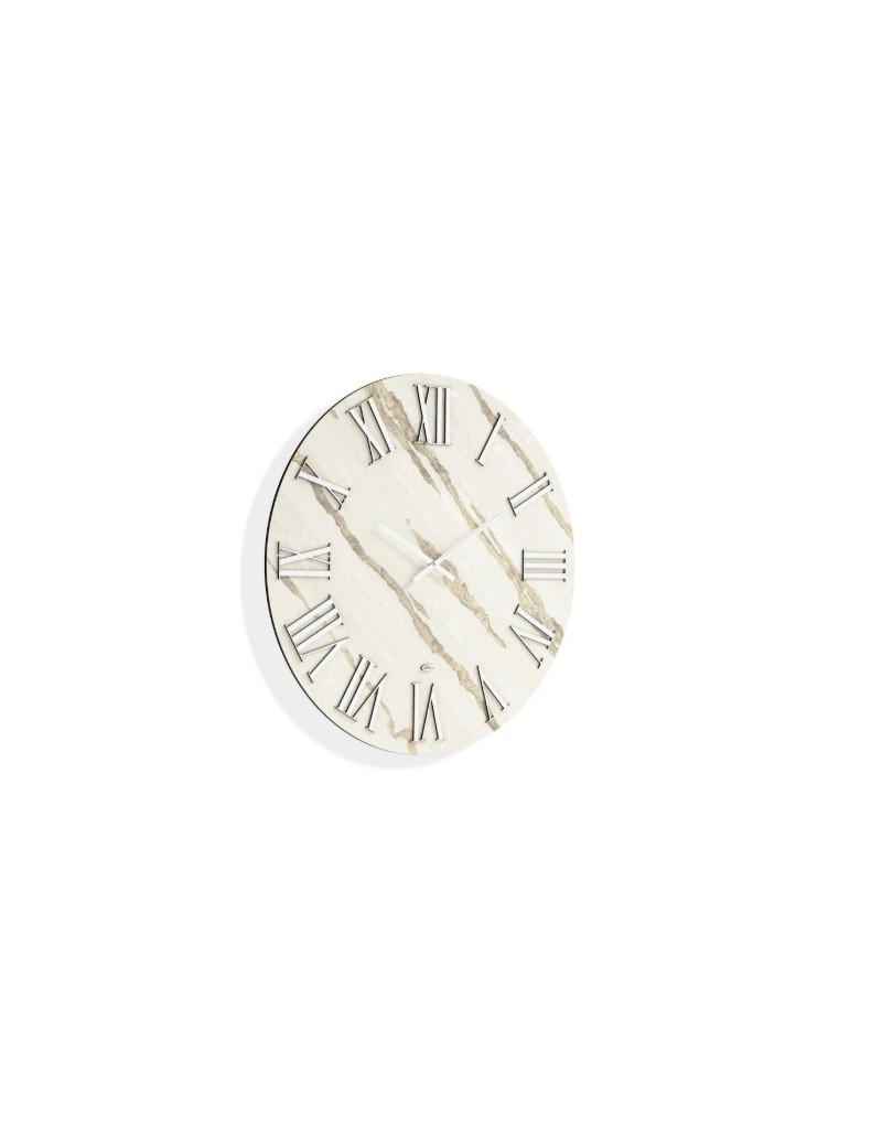 Orologio da parete Ø 60 cm in legno e parato beige chiaro, argento | Abitarte -ABITARTE