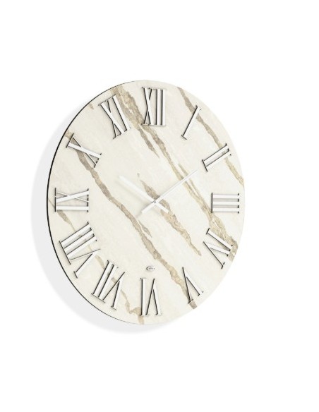 Orologio da parete Ø 60 cm in legno e parato beige chiaro, argento | Abitarte -ABITARTE