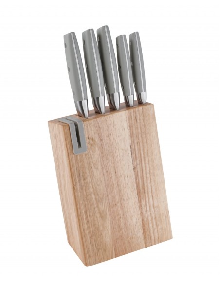 Ceppo coltelli in legno con affilacoltelli in ceramica e 5 coltelli | Brandani -BRANDANI