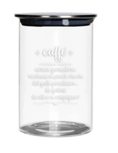 Barattolo caffè in vetro con scritta e tappo in metallo nero 750 g | Brandani -BRANDANI