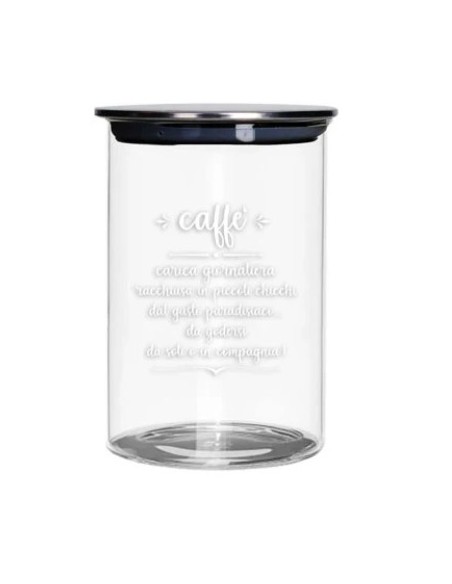 Barattolo caffè in vetro con scritta e tappo in metallo nero 750 g | Brandani -BRANDANI