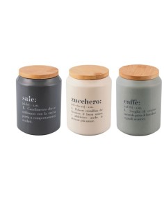 Victionary set 3 barattoli in ceramica opaca crema e grigio 1100 ml | Villa d'Este -VILLA D' ESTE