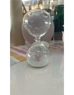 Clessidra decorativa in vetro con sabbia bianca e cuore rosa, H 15,5 cm | Innova Living -INNOVA LIVING