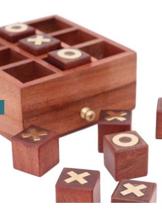 Scatola giochi in legno di mango antique burnt con tris, carte e dadi | Innova Living -INNOVA LIVING 2