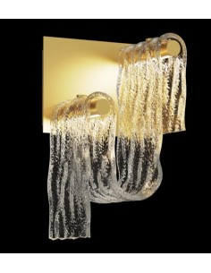 Applique LED Flu 2 luci in vetro curvato trasparente e oro spazzolato, 9 W | Illuminati -ILLUMINATI