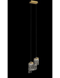 Lampada a sospensione LED Fluente in vetro curvato e oro spazzolato, 9 W | Illuminati -ILLUMINATI