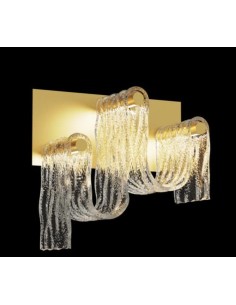 Applique LED Flu 3 luci in vetro curvato e oro spazzolato, 12,6 W dimmerabile | Illuminati -ILLUMINATI