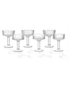 Set 6 coppe da cocktail in vetro trasparente con decori assortiti, 50 ml | Brandani -BRANDANI