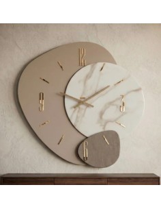 Orologio da parete Rock a gemma 80 cm tortora laccato a mano, resina e specchio | Artidea -ARTIDEA