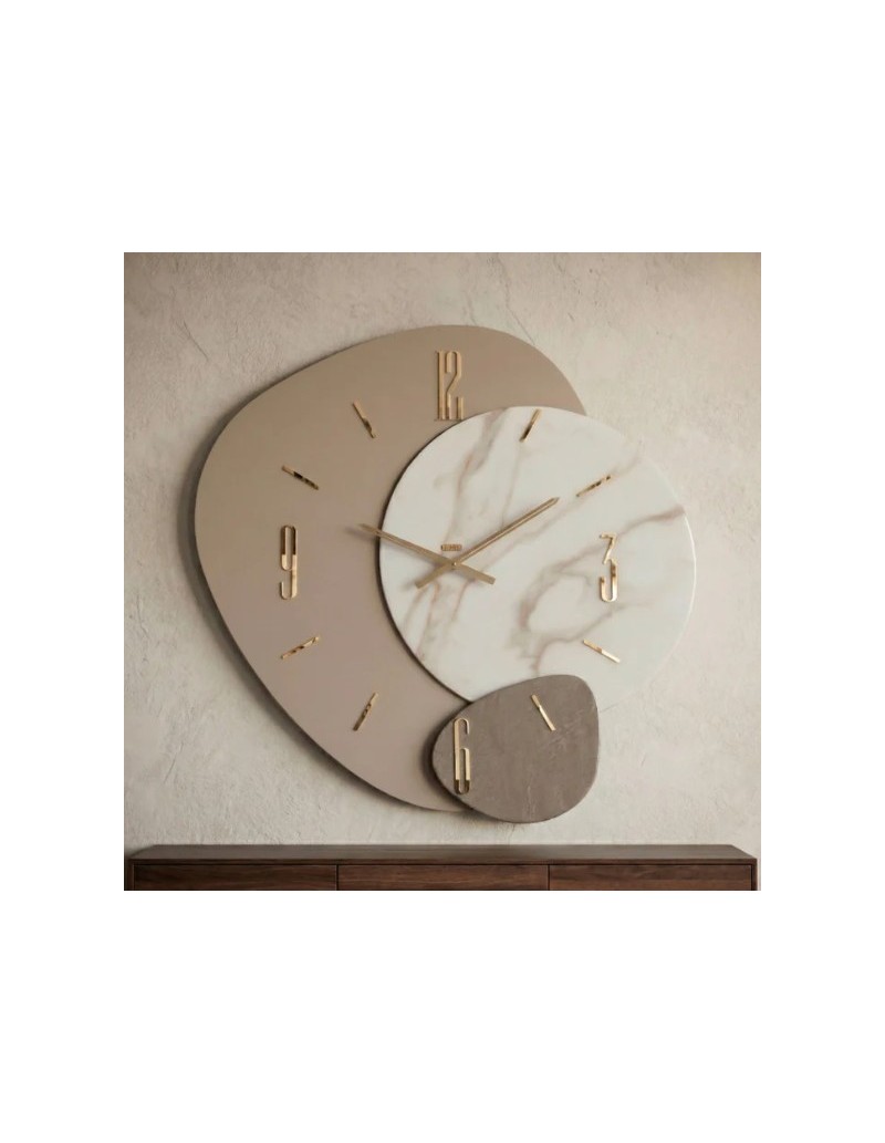 Orologio da parete Rock a gemma 80 cm tortora laccato a mano, resina e specchio | Artidea -ARTIDEA