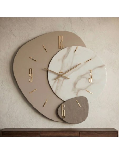 Orologio da parete Rock a gemma 80 cm tortora laccato a mano, resina e specchio | Artidea -ARTIDEA
