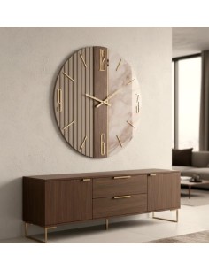 Orologio da parete Astro Ø 80 cm in vetro specchio cannettato e resina marmo | Artidea -ARTIDEA