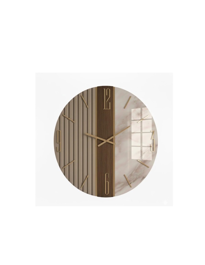 Orologio da parete Astro Ø 80 cm in vetro specchio cannettato e resina marmo | Artidea -ARTIDEA