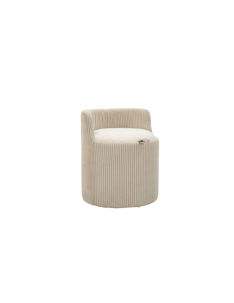 Pouf contenitore Dublino in tessuto beige Ø 47 cm | Mauro Ferretti -MAURO FERRETTI