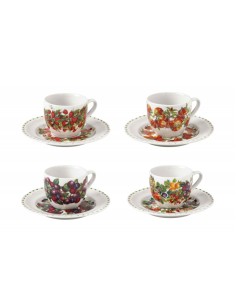 Le Primizie set 4 tazzine da caffè in new bone china | Brandani -BRANDANI