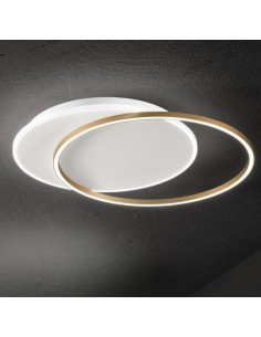 Plafoniera LED Orbit ovale 67x55 cm bianca con anello oro, 60 W 3000 K, 4.200 lm | Perenz -PERENZ 2