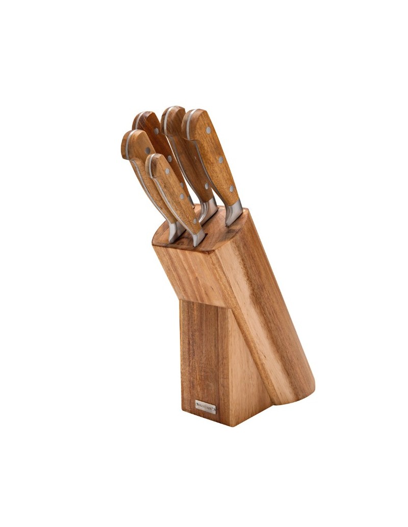 Ceppo in acacia con 5 coltelli in acciaio inox | Brandani -BRANDANI