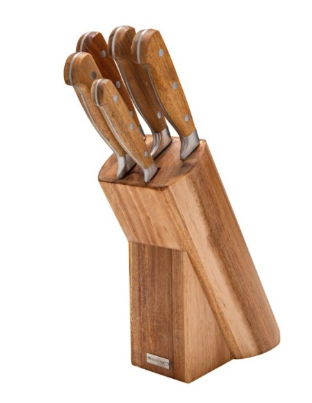 Ceppo in acacia con 5 coltelli in acciaio inox | Brandani -BRANDANI