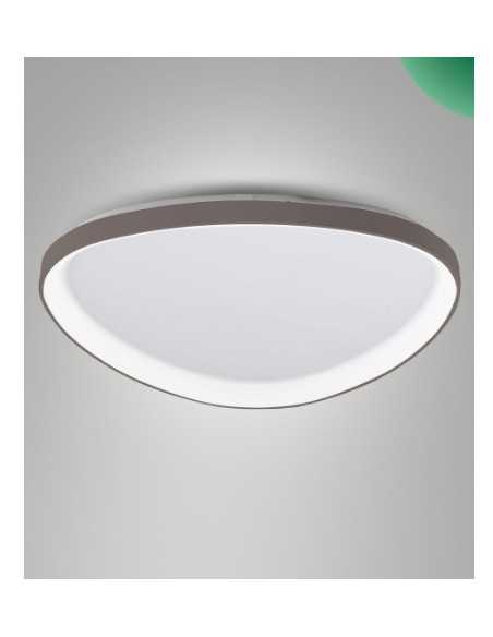 Plafoniera LED Quirk anello Ø 80 cm in metallo tortora, 75 W CCT dimmerabile | Fabas Luce -FABAS LUCE
