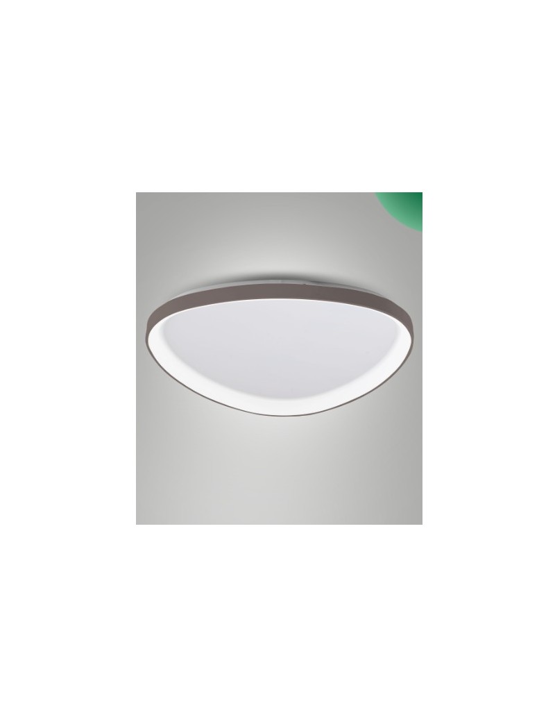 Plafoniera LED Quirk anello Ø 80 cm in metallo tortora, 75 W CCT dimmerabile | Fabas Luce -FABAS LUCE