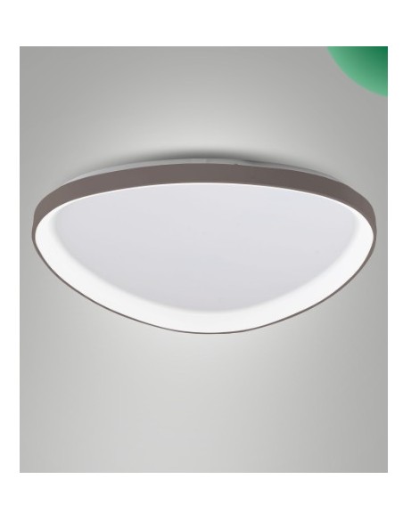 Plafoniera LED Quirk anello Ø 80 cm in metallo tortora, 75 W CCT dimmerabile | Fabas Luce -FABAS LUCE