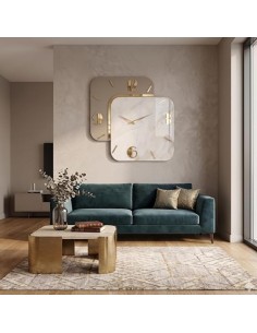 Orologio da parete Serapo quadrato 70x70 cm tortora e oro | Artidea -ARTIDEA