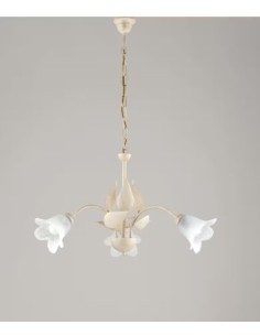 Lampadario Olga a 3 luci in ferro battuto avorio e oro, Ø 60 cm | Bonetti Illumina -BONETTI ILLUMINA